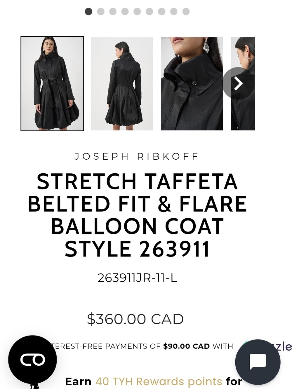 Joseph Ribkoff Black Trench Coat with Self-Tie Belt - Picture 16 of 16